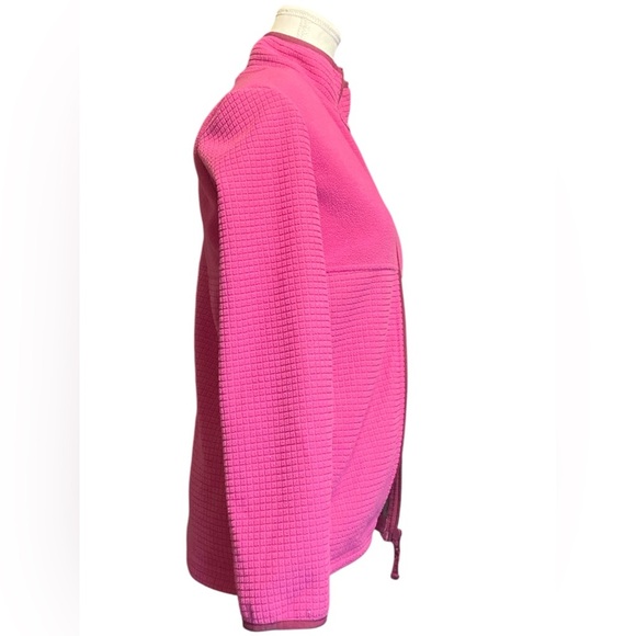 Lands' End Fleece Jacket. Front pockets, contrasting burgundy colored zipper. - Picture 3 of 9